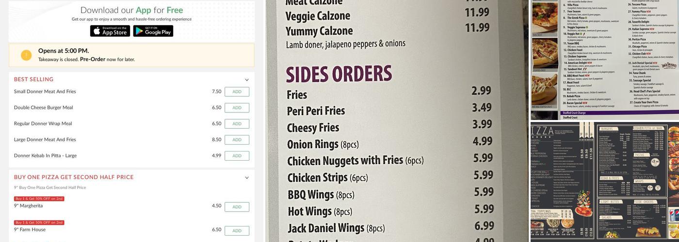 Pars Pizza & Kebab Menu