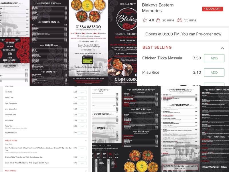 Blakeys Eastern Memories Menu