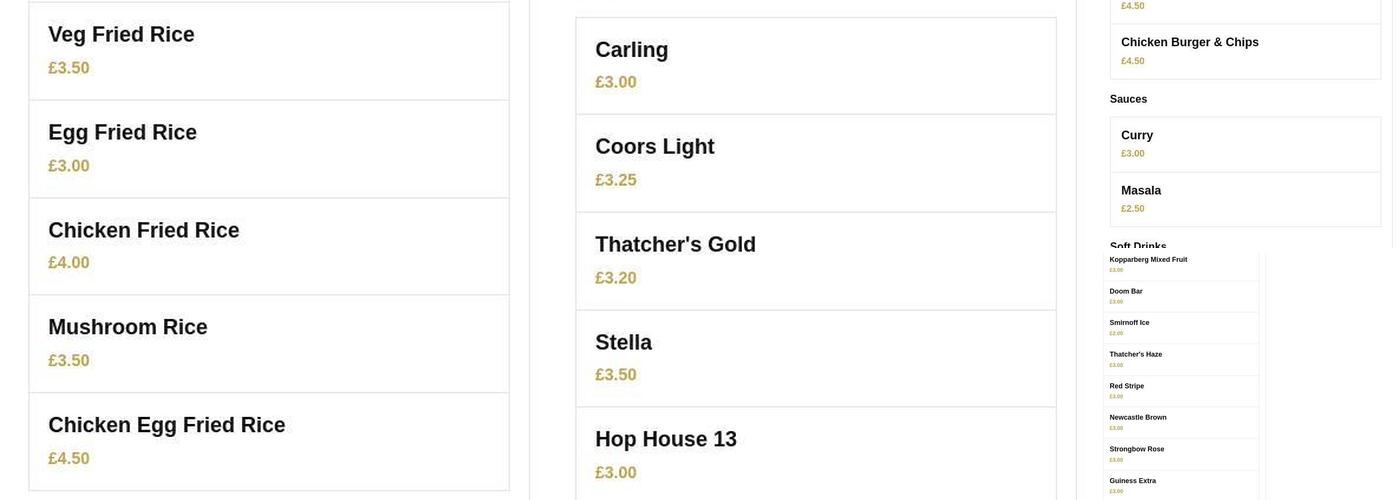 M S Bar and Grill Menu