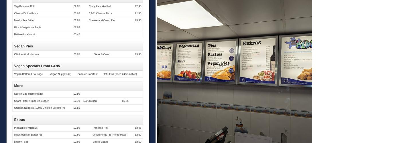 Jupps Fish and Chips Menu