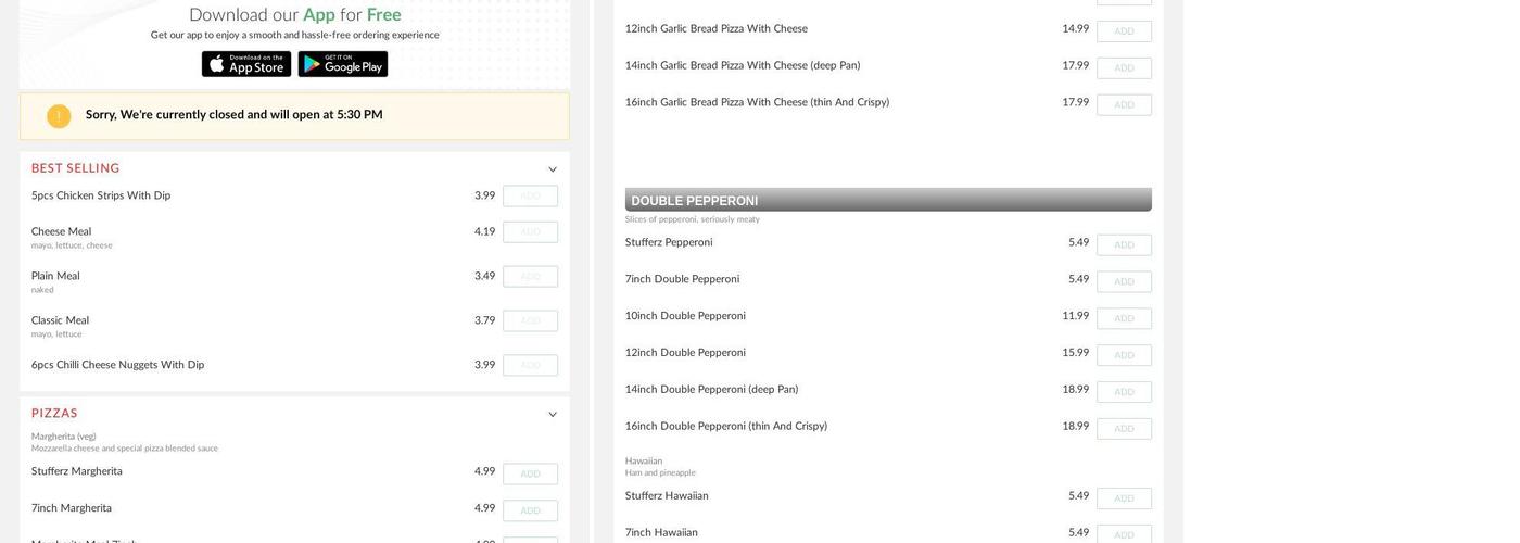 Hot Stuff Pizza Menu