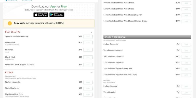 Hot Stuff Pizza Menu