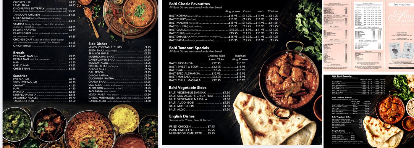 Simla Cuisine Menu