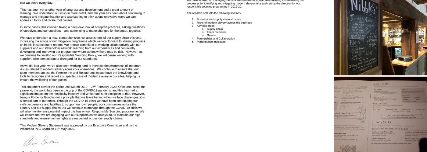 Premier Inn Maidstone (A26/Wateringbury) hotel Menu
