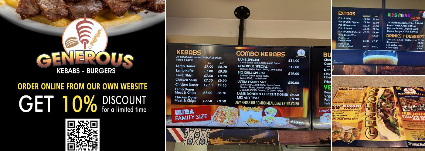 Generous Kebab Menu