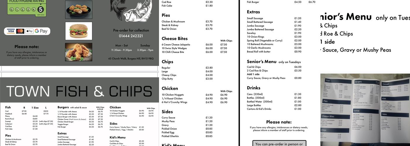 Town Fish & Chips Menu