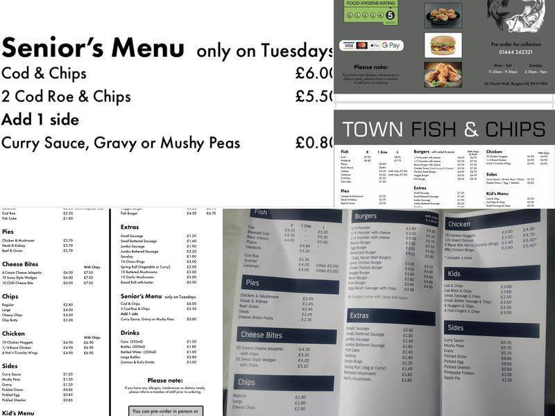 Town Fish & Chips Menu