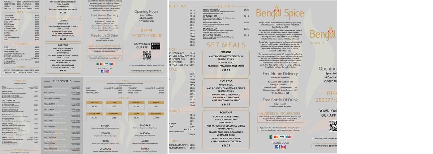 Bengal Spice Menu