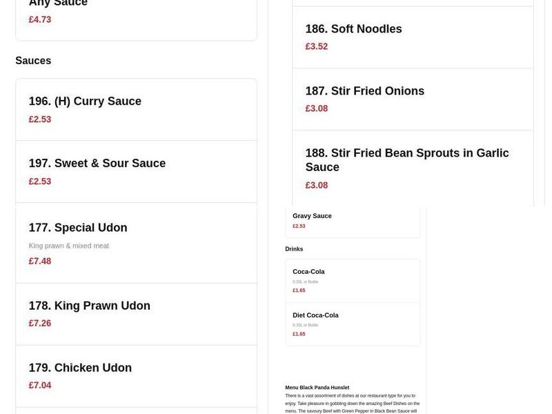 Black Panda Menu
