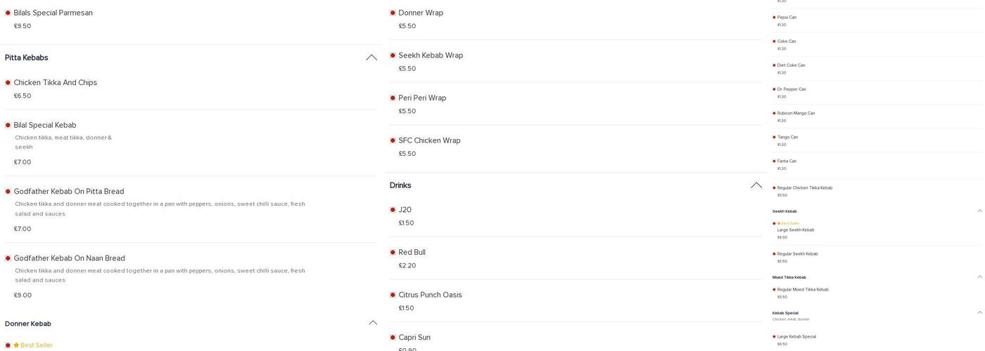 Bilal's Kitchen Menu