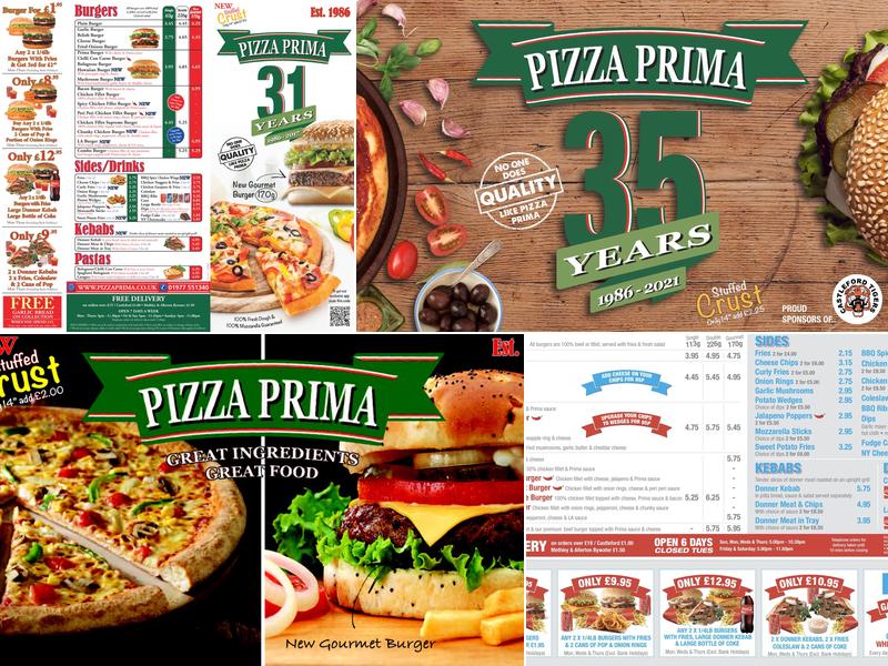 Pizza Prima Menu