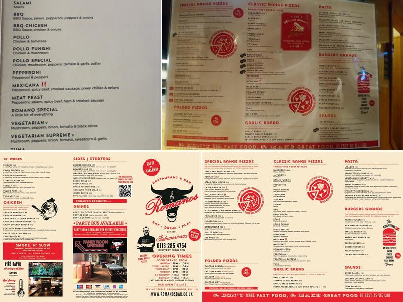 Romanos Drighlington Menu