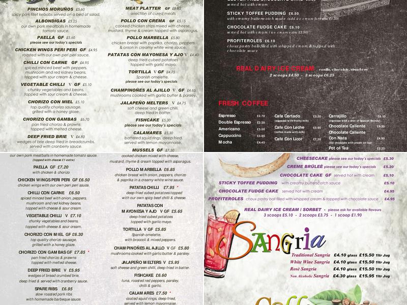 Tapas Tree Restaurant Menu