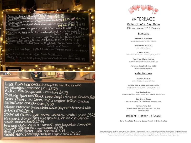 The Terrace cafe bar Menu
