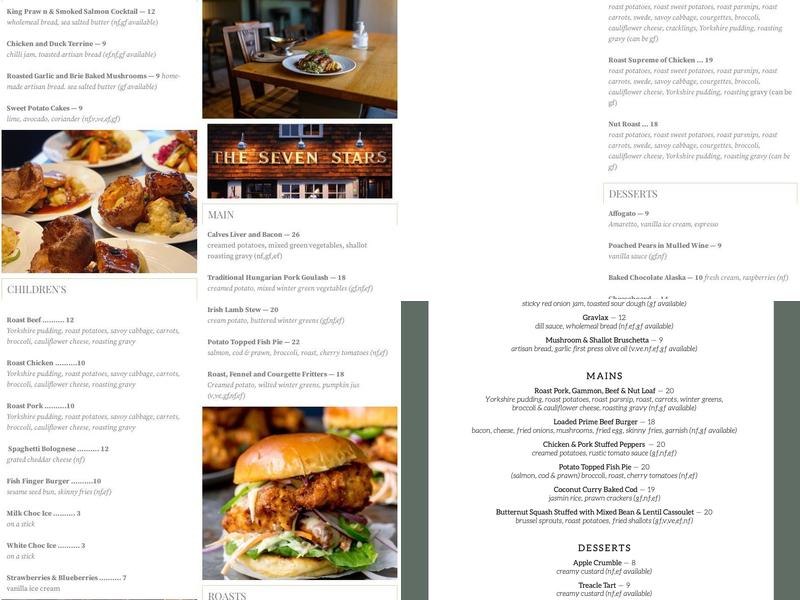 Seven Stars Inn Menu