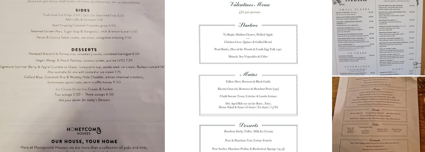 The Running Horses Menu