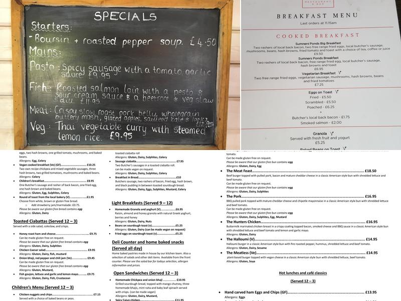 The Cafe by the Lake Menu