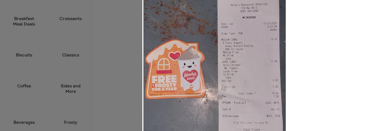 Wendy's Menu