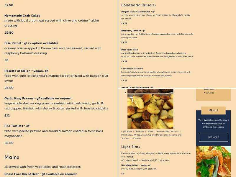 Ganders Restaurant Menu