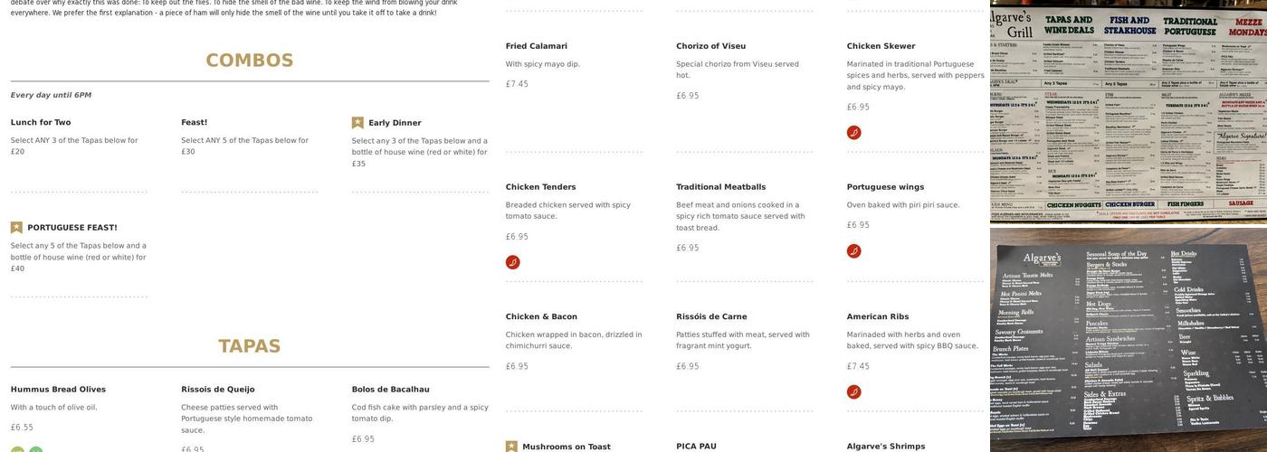 Algarve's Grill Menu