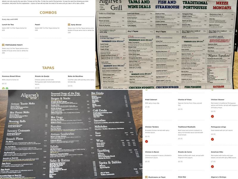 Algarve's Grill Menu