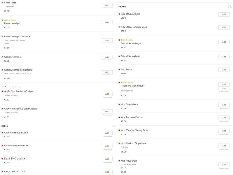 The Best Kebab & Pizza House Menu