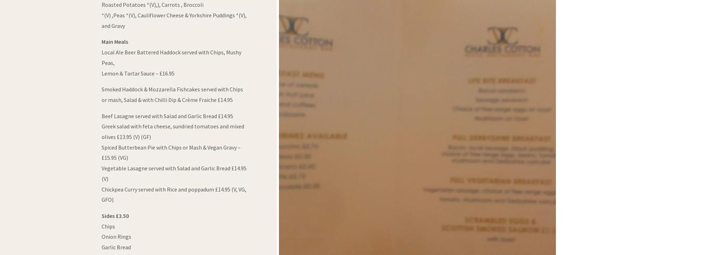 Charles Cotton Hotel Menu