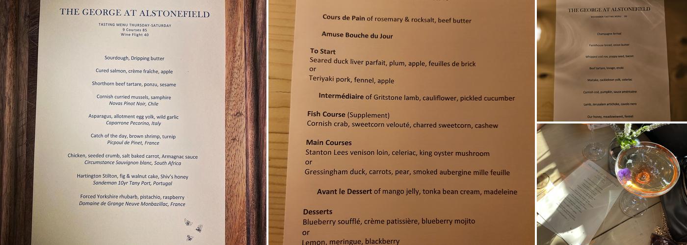 The George at Alstonefield Menu