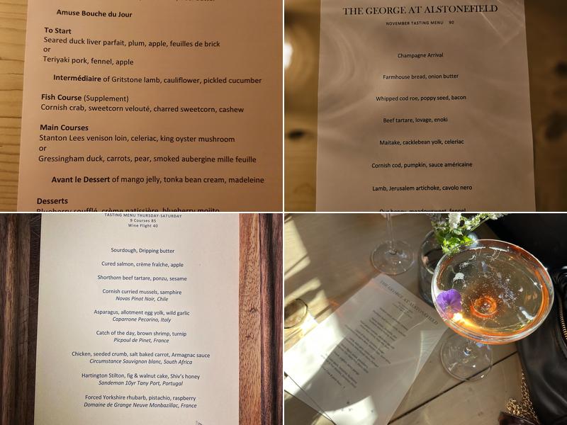 The George at Alstonefield Menu