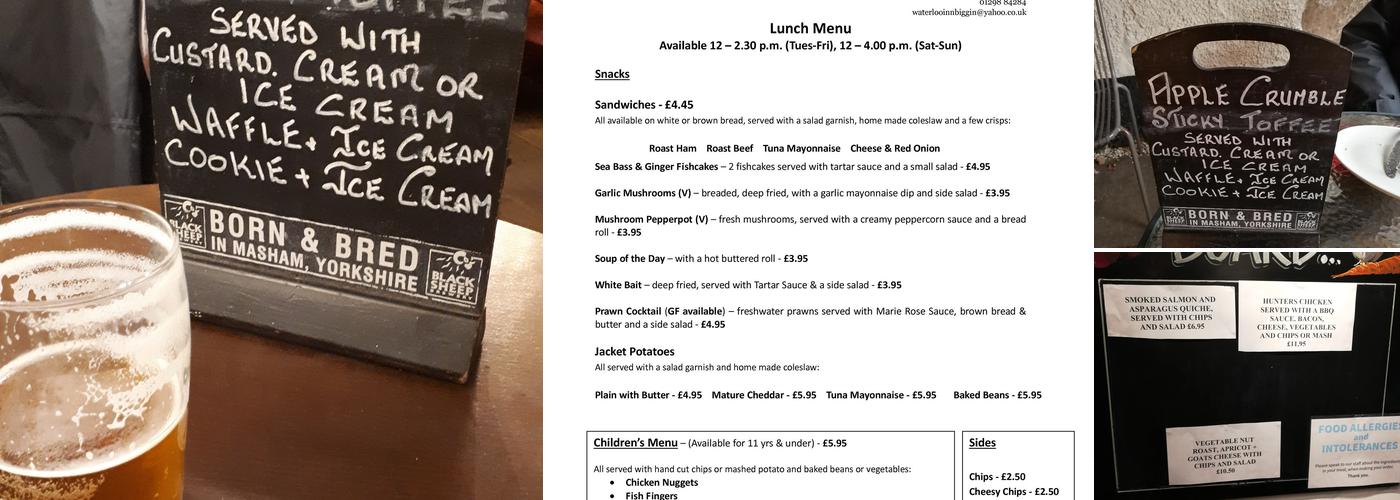 The Waterloo Inn Menu