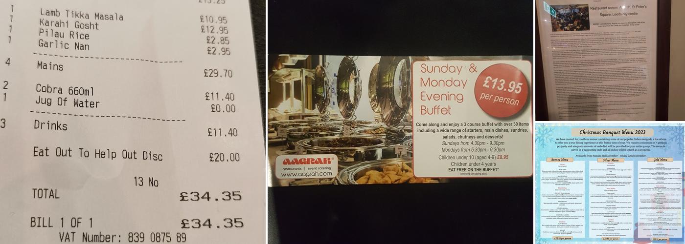 Aagrah Leeds City Menu