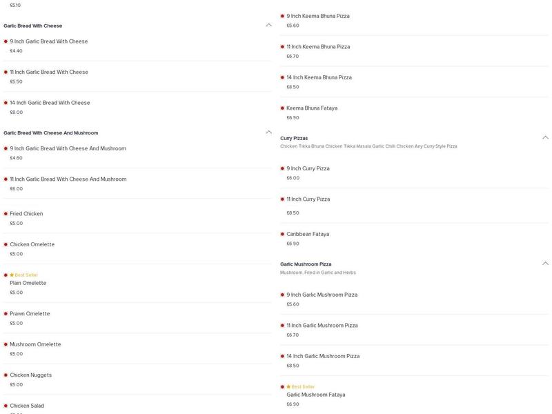 The Original Abduls Menu