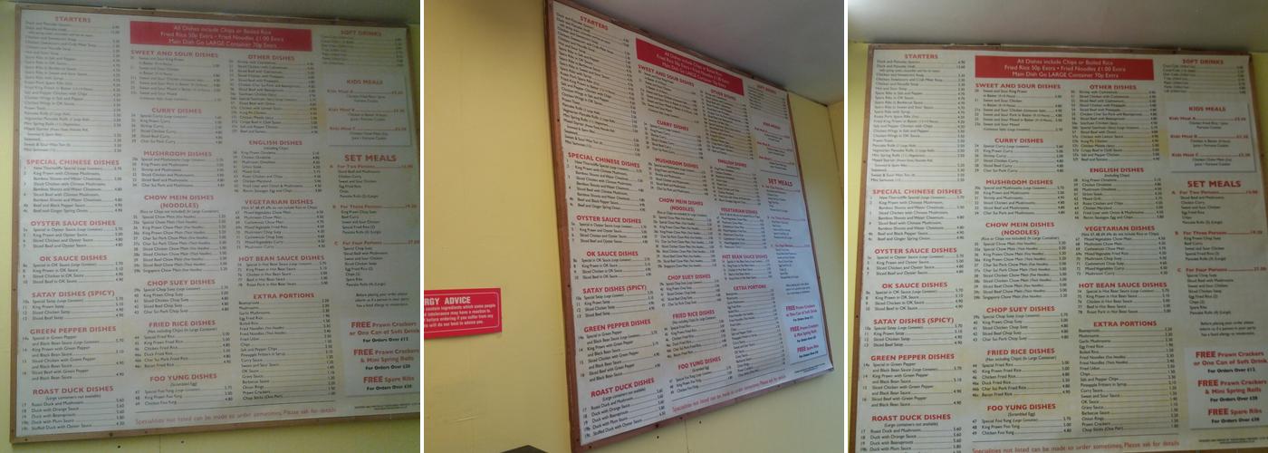 New Thorncliffe Chinese Takeaway Menu