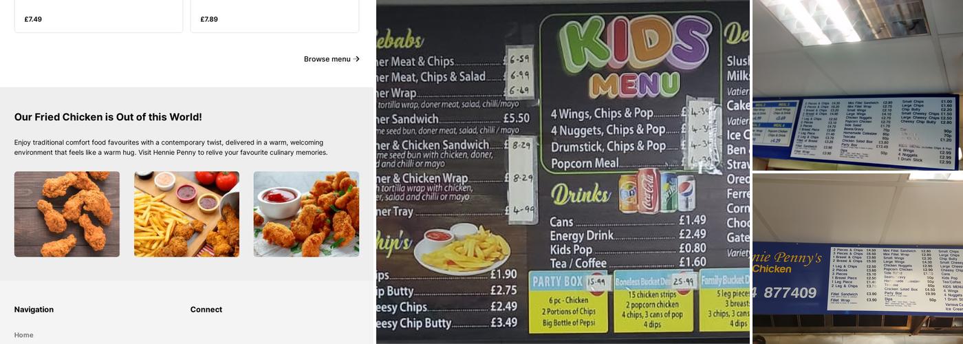 Hennie Penny's Chicken Menu