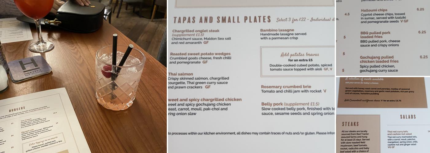 Harvey's Bar/Kitchen Menu