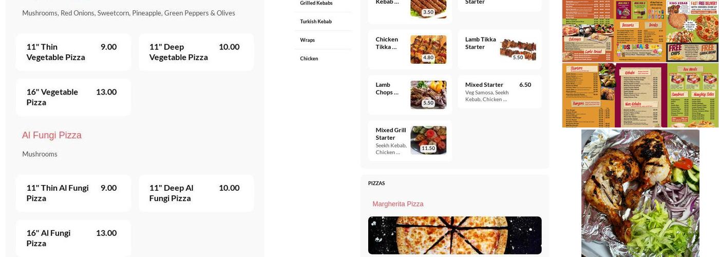 Pizza King Corriander Menu