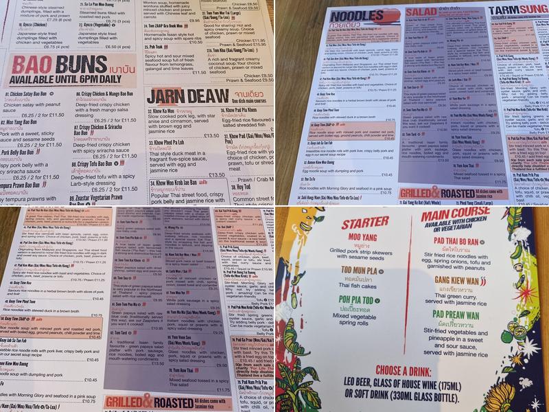 Zaap Thai Street Food Headingley Menu