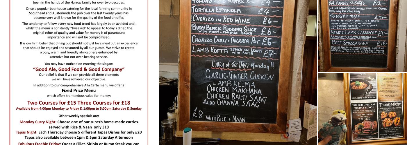 The Old Original Inn Menu