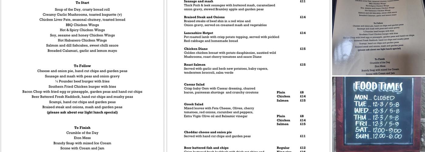 Kings Arms Menu
