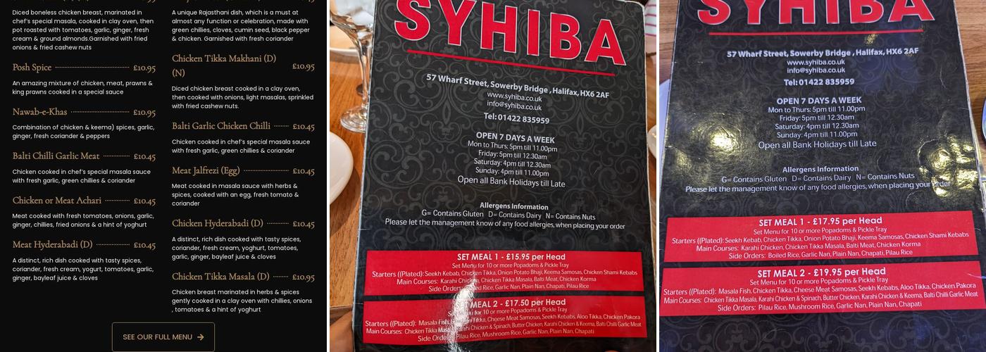 S Y H I B A Menu