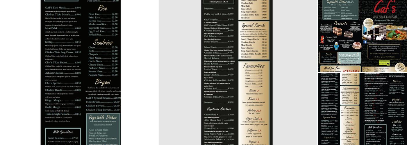 Gaf's Menu