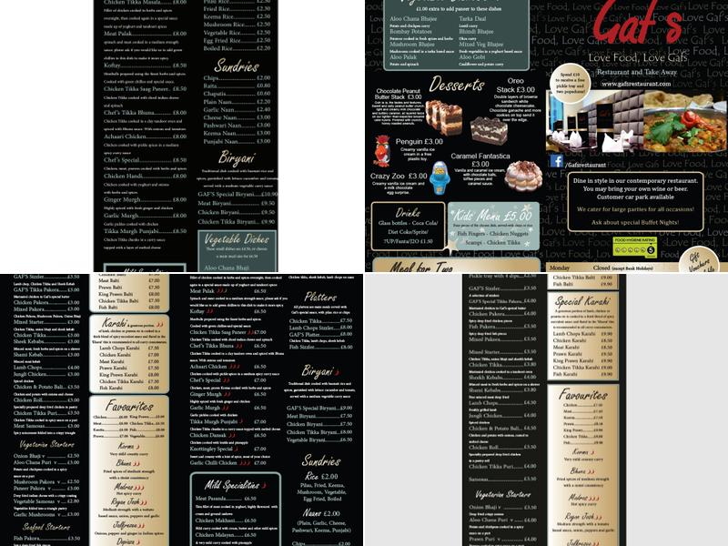 Gaf's Menu