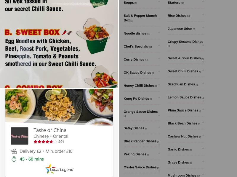 Taste Of China Knottingley Menu