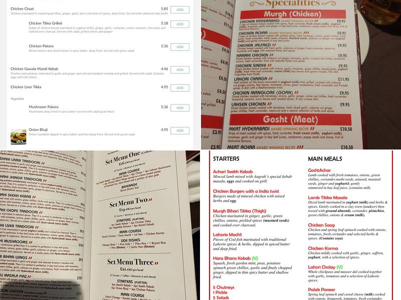 Aagrah Garforth Menu