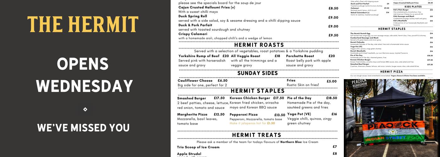 The Hermit Inn Menu
