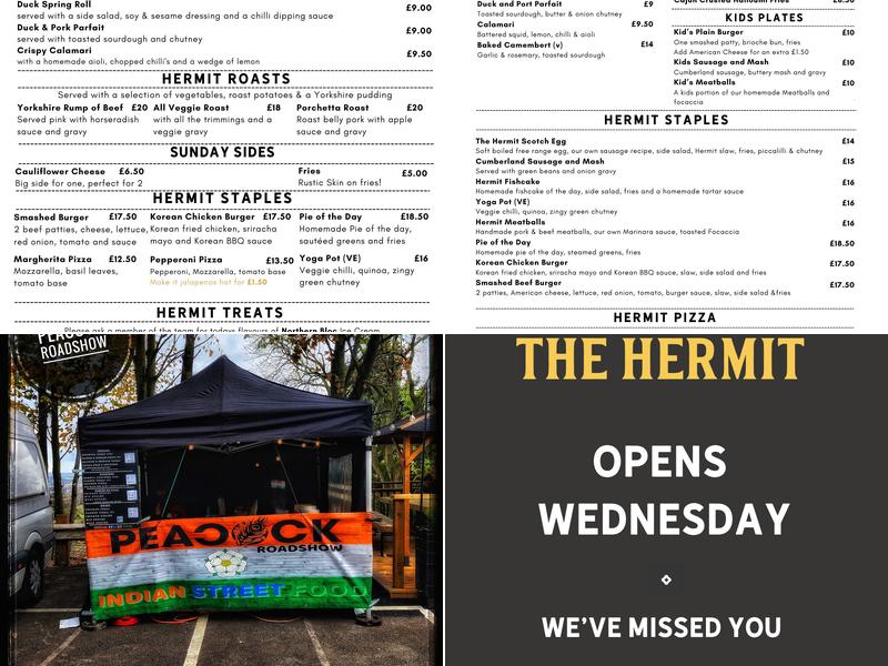 The Hermit Inn Menu