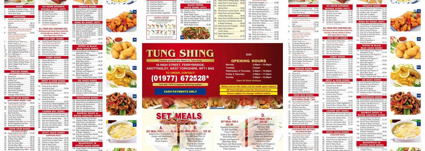Tung Shing Chinese Take Away Menu