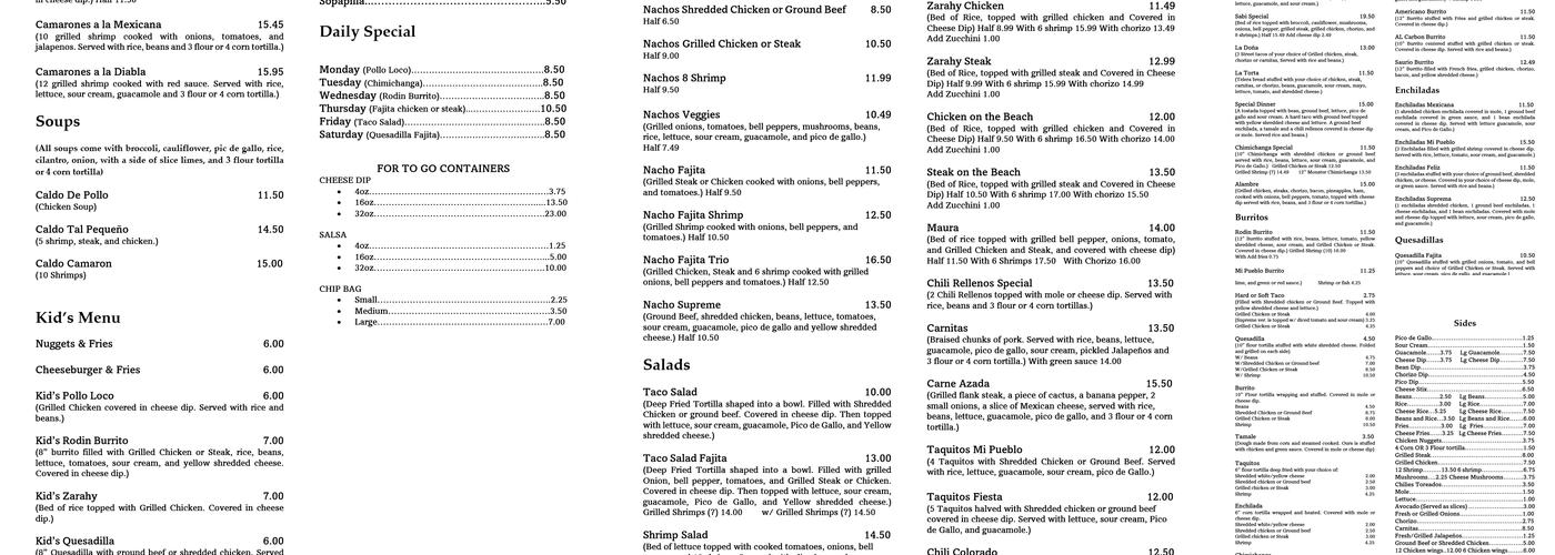 Mi Pueblo Restaurant Menu