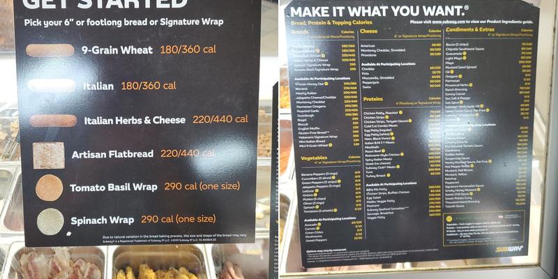 Subway Menu
