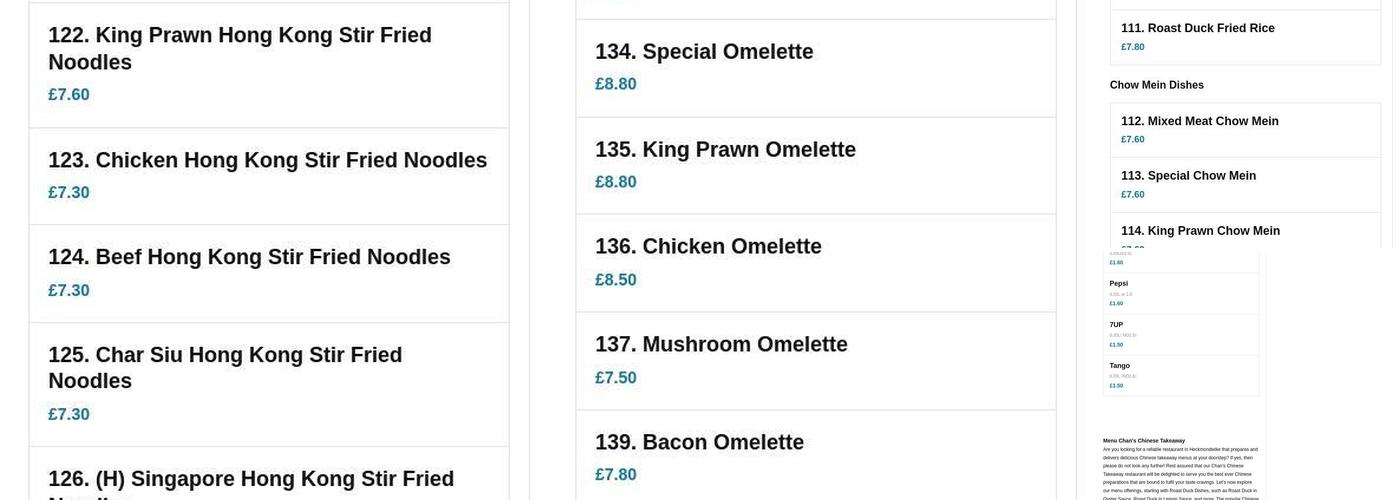 Chans Chinese Takeaway Menu